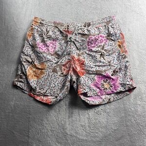 Vilebrequin Mens Floral Paisley Swim Trunks Blue Purple Orange Size Large